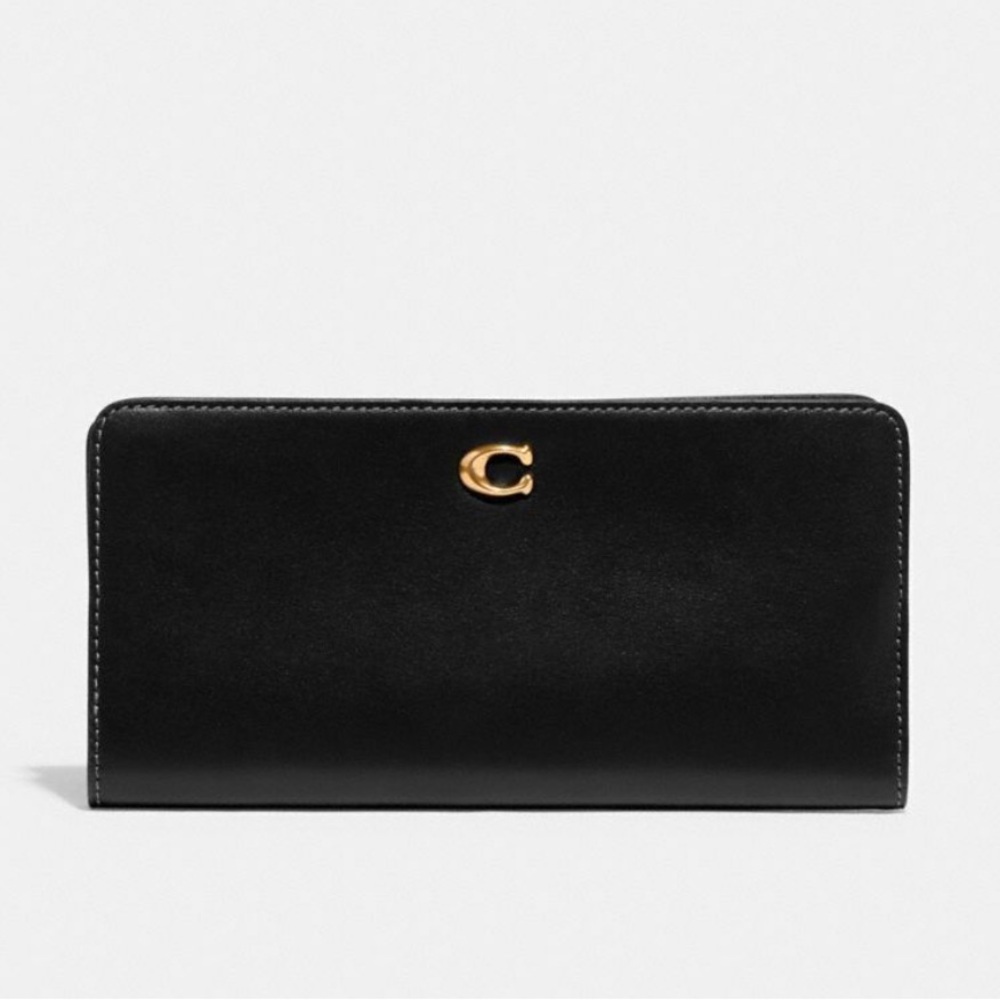 NWT Black Coach Wallet Essential Slim Billfold NEW Zipper for coins cards - Picture 7 of 9
